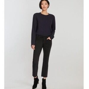 J Brand Womens Selena Black Denim Raw Hem Cropped Boot Cut Jeans Size 27